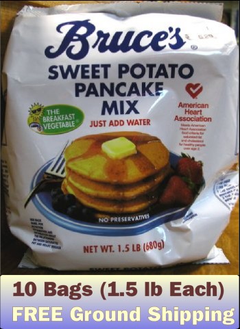 Bruce's Sweet Potato Pancake Mix , 10 Bags (1.5LB Each) w/ Free Ground Shipping