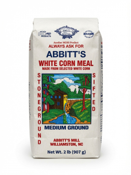 Abbitts White Corn Meal Medium Ground 2 Lb Bag Sifted