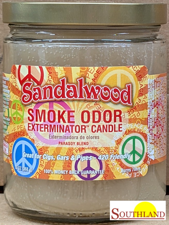 cigarette smoke eliminator candles Southland Trade: Odor Exterminator Candle 420 13oz breaking down unpleasant odors and leaving behind a refreshing fragrance Smoke Odor Exterminator Candle Sandalwood