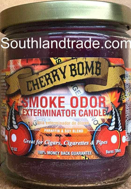 odor bomb for cigarette smoke house Southland Trade: Smoke Odor Exterminator Candle Cherry Bomb 13oz